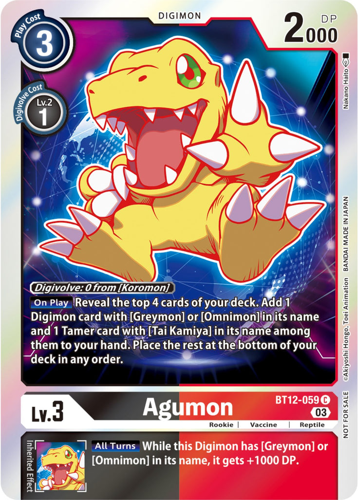 digimon agumon card Agumon [BT12-059] (Official Tournament Pack Vol.11) [Across Time]