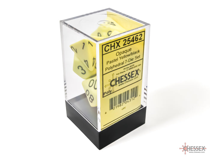 Opaque: Polyhedral Pastel Yellow/black (7-Dice Set)