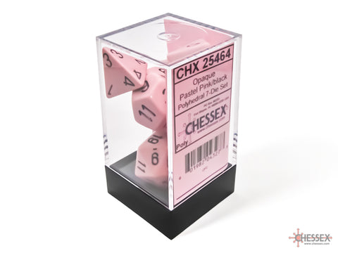 Opaque: Polyhedral Pastel Pink/black (7-Dice Set)