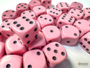 Opaque: 12mm D6 Pastel Pink/Black (36)