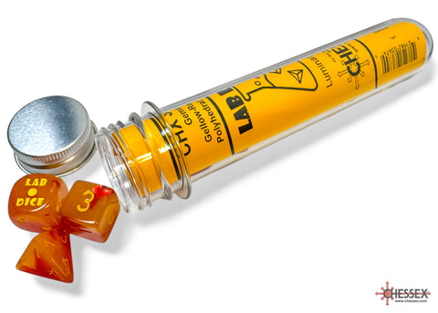 Lab Dice 8 Gemini: Gellow-Red/yellow Luminary 7-Die Set (with bonus die)