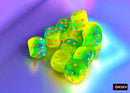 Gemini: 16mm d6 Plasm Green-Teal/orange Luminary Dice Block (12 dice)