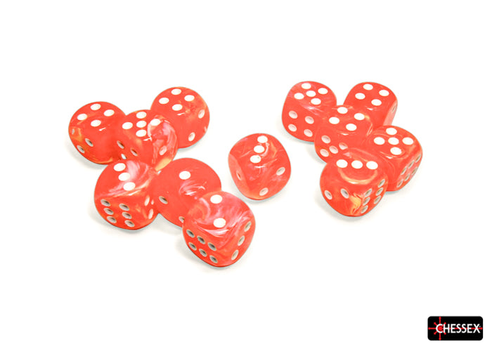 Festive: 16mm d6 Dahlia/white Luminary Dice Block (12 dice)