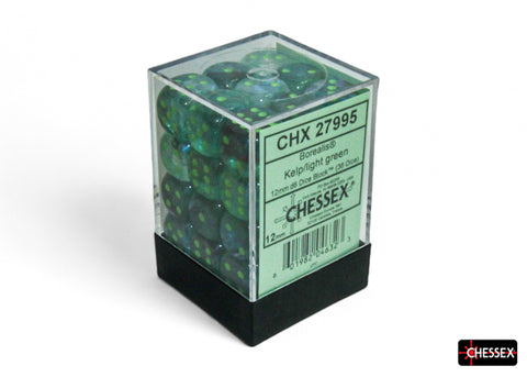 Borealis: 12mm d6 Kelp/light green Luminary Dice Block (36 dice)