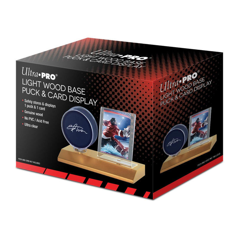 Ultra PRO: Display - Hockey Puck & Card Wood Base (Light Wood Gold)