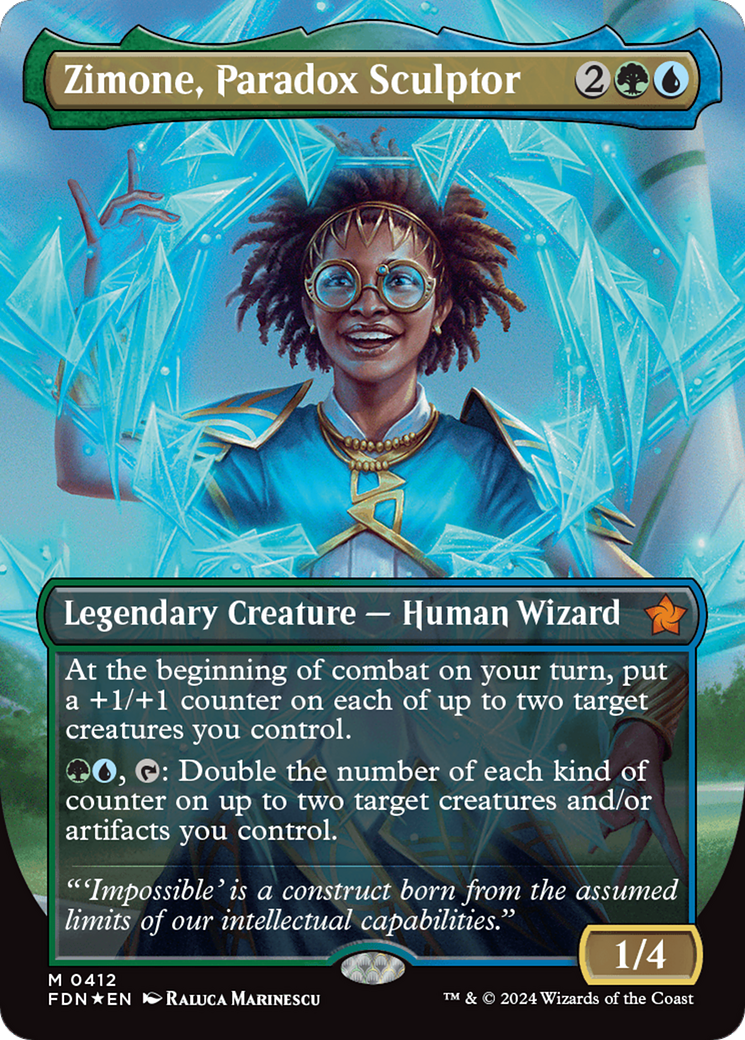 Zimone, Paradox Sculptor (Borderless) (Mana Foil) [Foundations]