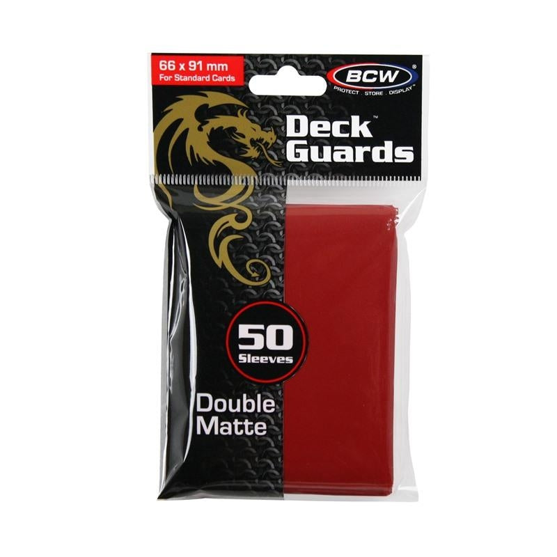 Image for Deck Guards Double Matte Standard - Red (50-Pack) [BCW Card Sleeves]
