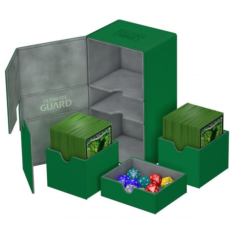 Image for Twin Flip 'n' Tray Deck Case - Green (Holds 200+) [Ultimate Guard Deck Boxes]