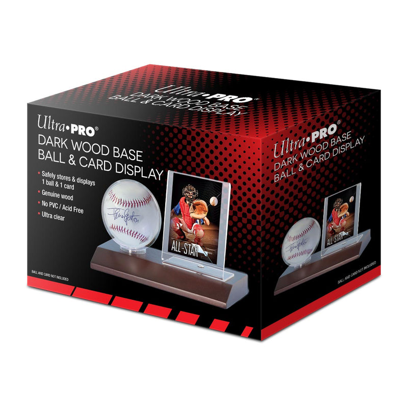 Ultra PRO: Display - Baseball & Card Wood Base (Dark Wood Brown)