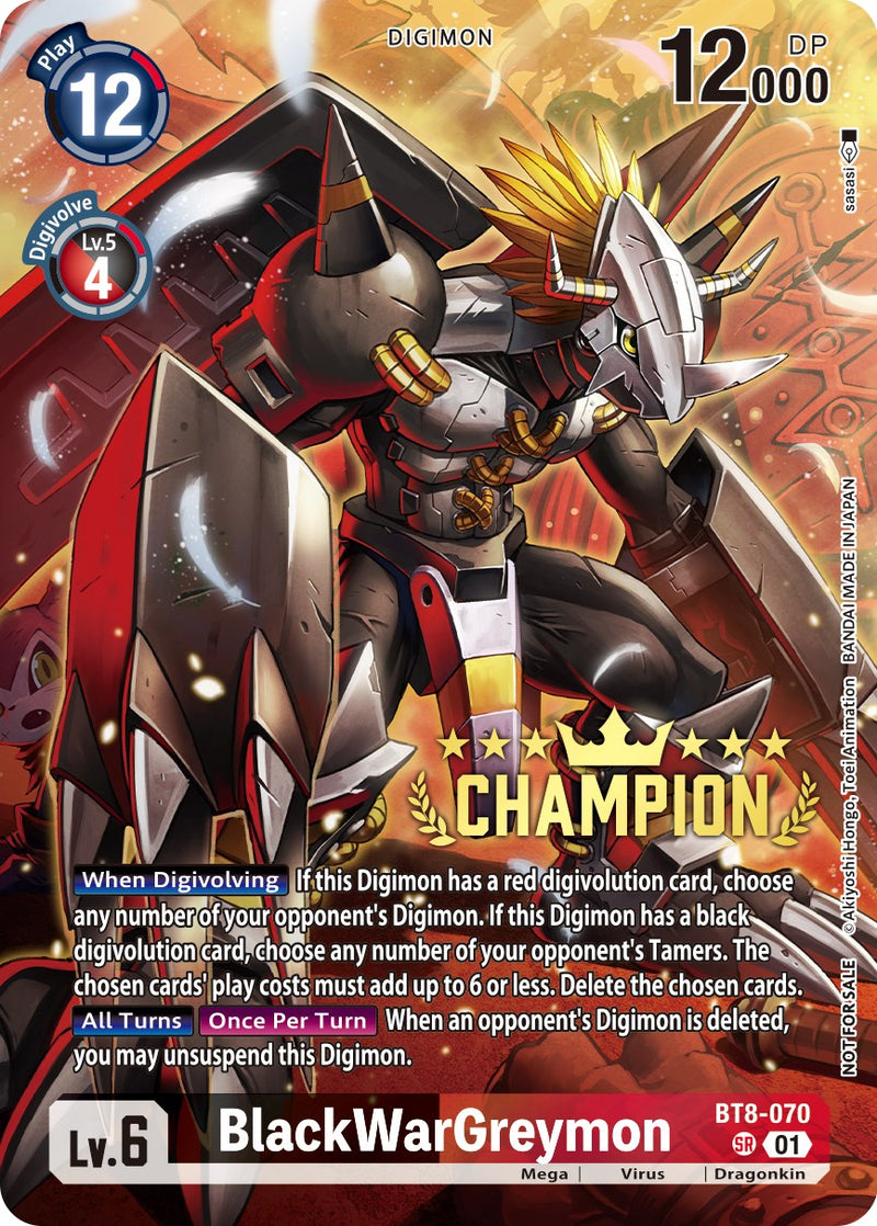 BlackWarGreymon [BT8-070] (Digimon 3-On-3 November 2023 Champion) [New