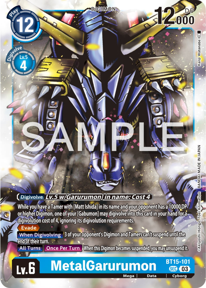 digimon garurumon card P-007 P Foil Resurgence Booster Authentic Digimon TCG single card BT15-101 MetalGarurumon Secret Rare Digimon