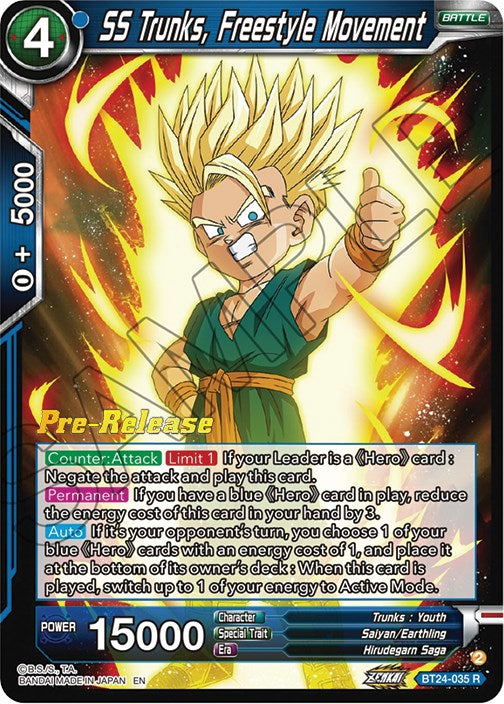 dragon ball super card game bt24 SS Trunks, Freestyle Movement (BT24-035) [Beyond Generations Prereleas