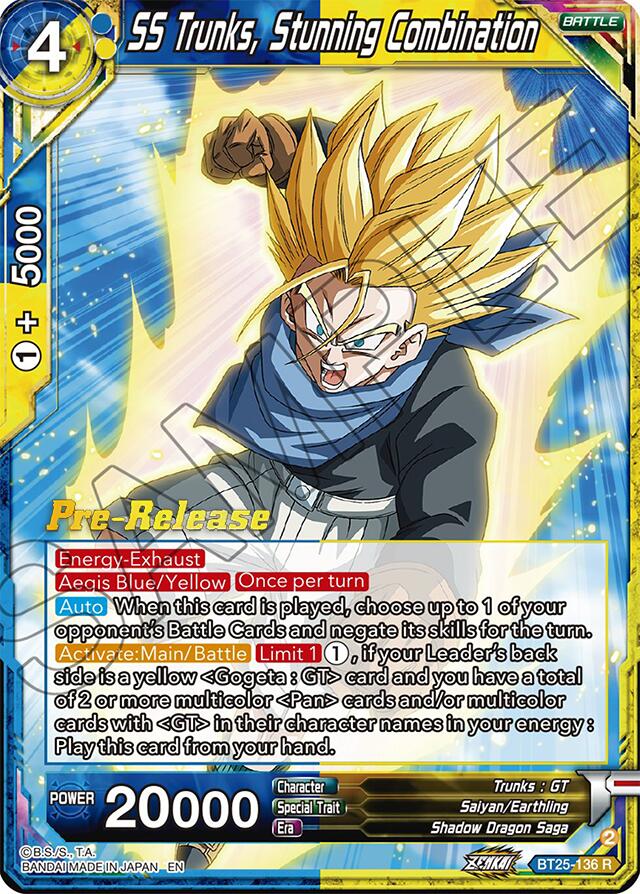 dragon ball super card game legend of the dragon balls SS Trunks, Stunning Combination (BT25-136) [Legend of the Dragon Balls