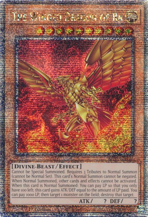 ra yugioh card The Winged Dragon of (Platinum Secret Rare) (RA04-EN118) may be 1st or Unlimited Edition The Winged Dragon of Ra