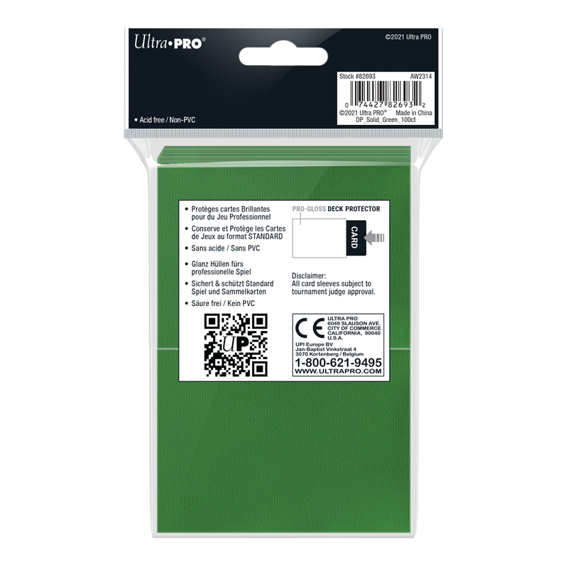 Ultra PRO: Standard 100ct Sleeves - PRO-Gloss (Green)