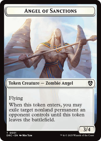 Angel of Sanctions // Zombie (0003) Double-Sided Token [Aetherdrift Commander Tokens]