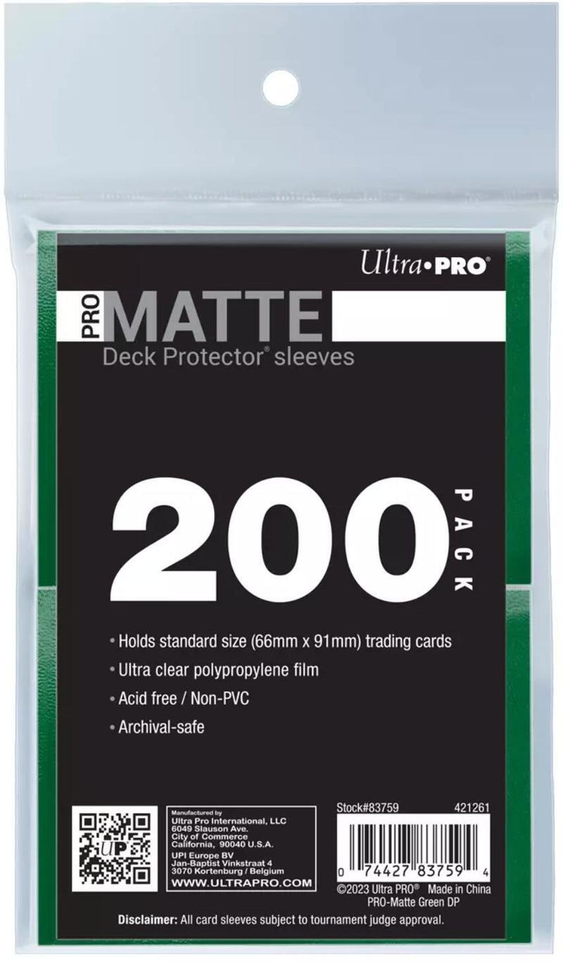 Ultra PRO: Standard 200ct Sleeves - PRO-Matte (Green)