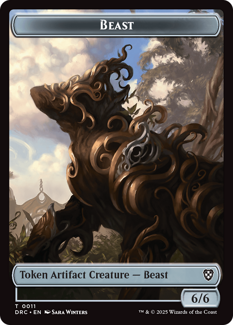 Construct // Beast (0011) Double-Sided Token [Aetherdrift Commander Tokens]