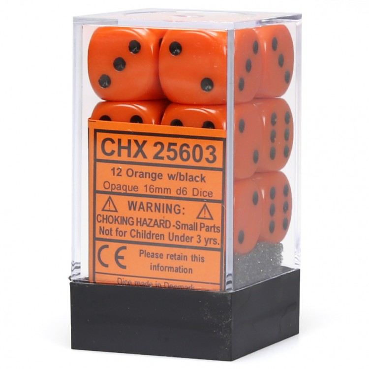 Opaque: 16mm D6 Orange/Black (12)