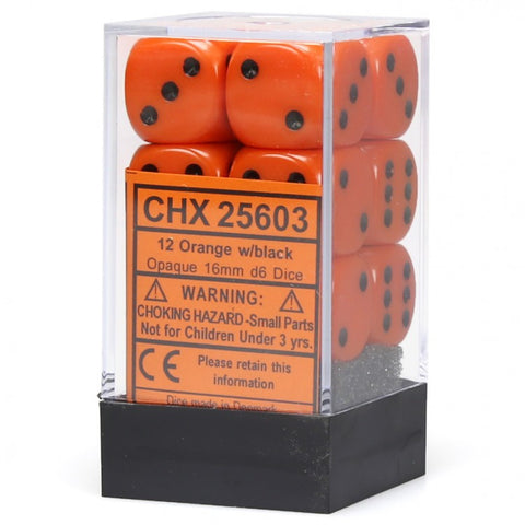Opaque: 16mm D6 Orange/Black (12)