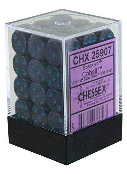 Cobalt 12mm D6 Dice Block (36)