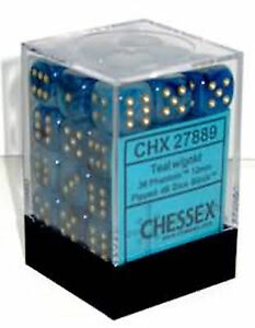 Phantom: 12mm D6 Teal/Gold (36)