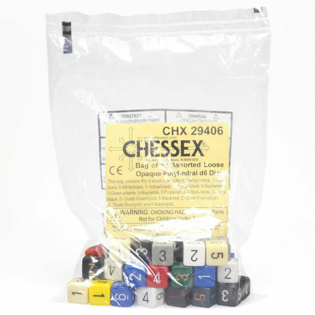Opaque: D6 Poly Assorted Bag of Dice (50)