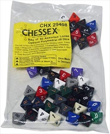 Opaque: D8 Poly Assorted Bag of Dice (50)