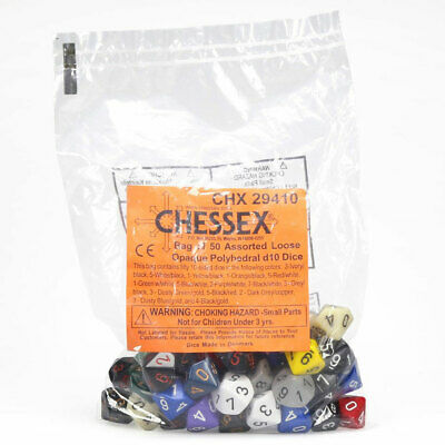 Opaque: D10 Poly Assorted Bag of Dice (50)