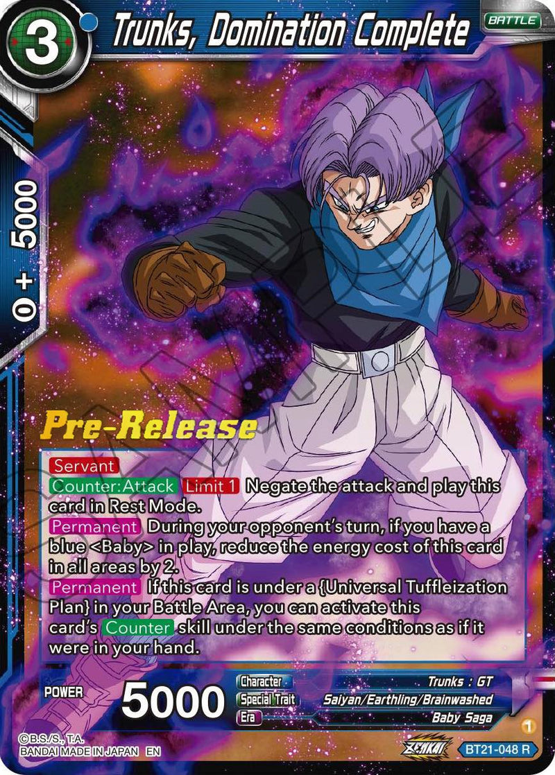 ultra rare pokemon cards black and white Trunks, Domination Complete (BT21-048) [Wild Resurgence Pre-Release Ca