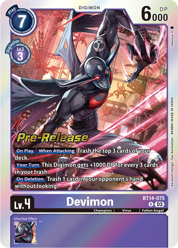 digimon card game bt14 Devimon [BT14-075] [Blast Ace Pre-Release Cards]