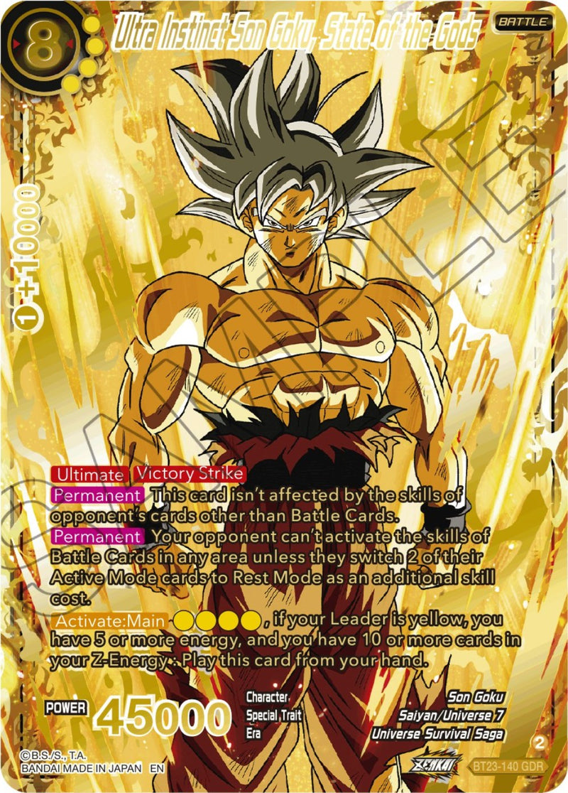 ドラゴンボールカード BT23-140 GDR dragon ball super card game Ultra Instinct Son Goku, State of the Gods (GDR) (BT23-140) [Perfect C