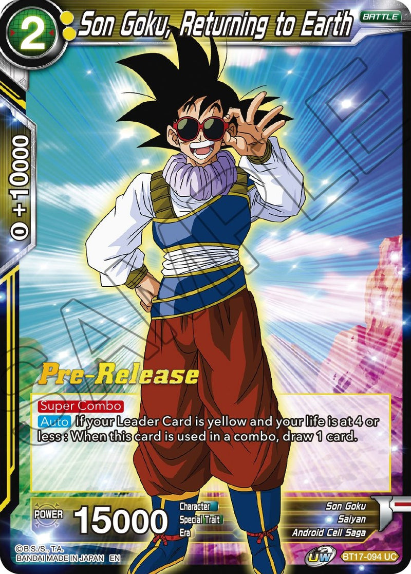 Son Goku, Returning to Earth (BT17-094) [Ultimate Squad Prerelease Pro