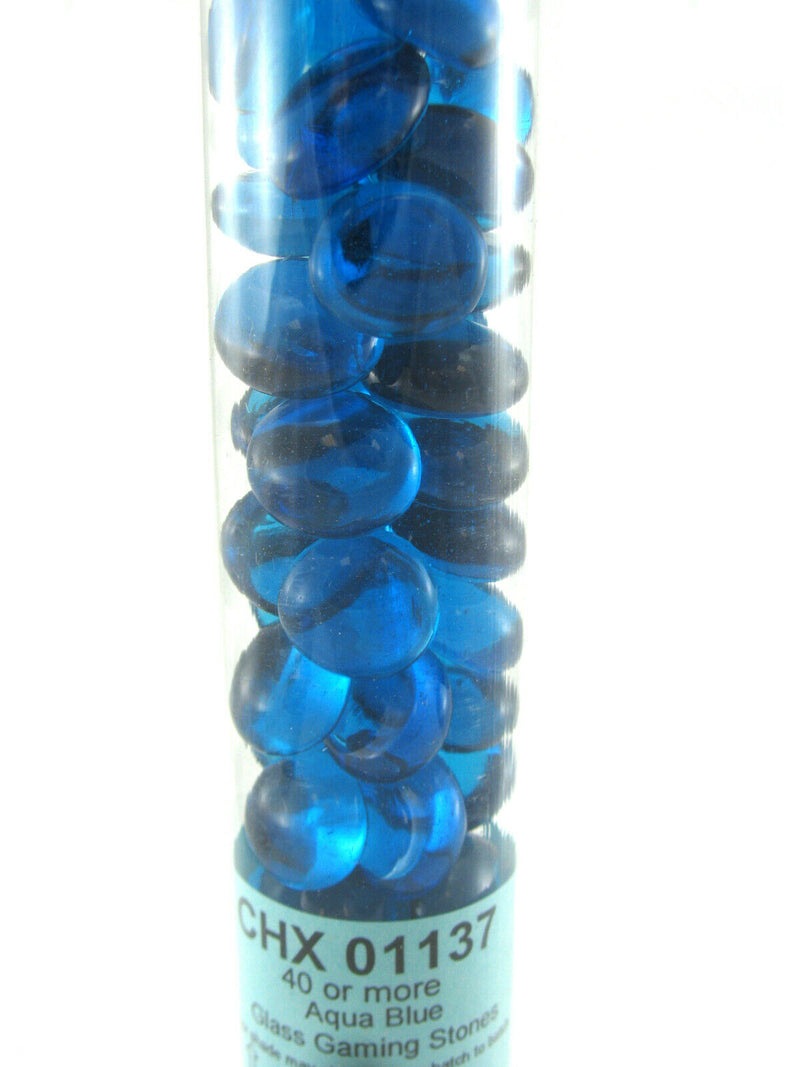 Crystal Aqua Blue Glass Stones - 40+ Stones in Tube