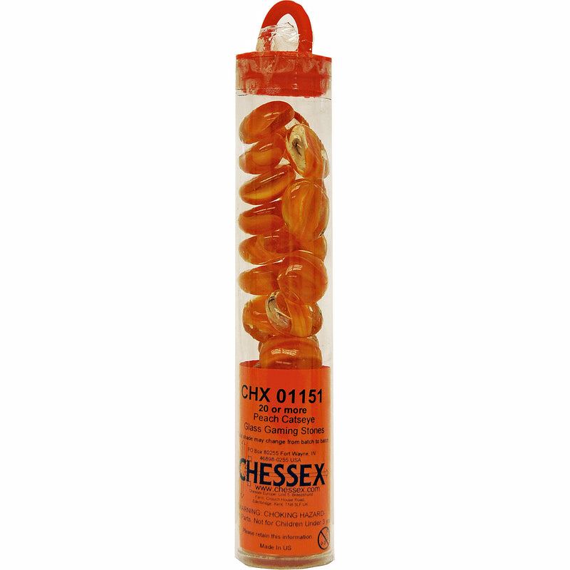 Orange Catseye Glass Stones in 5.5` Tube (40)
