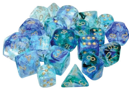 Nebula: 16mm d6 Oceanic/gold Luminary Dice Block (12 dice)