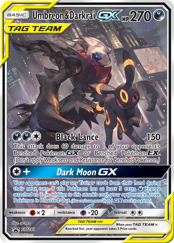 pokemon moon umbreon card Umbreon & Darkrai GX (SM241) (Jumbo Card) [Sun & Moon: Black Star Prom